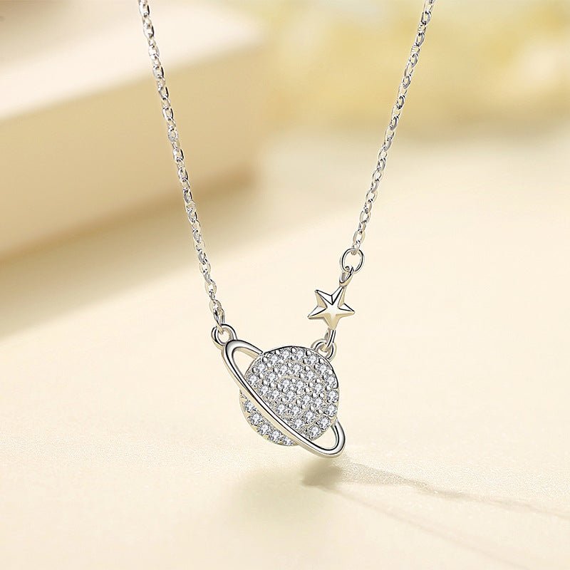 Crystal Planet and Star Pendant Necklace - Necklaces