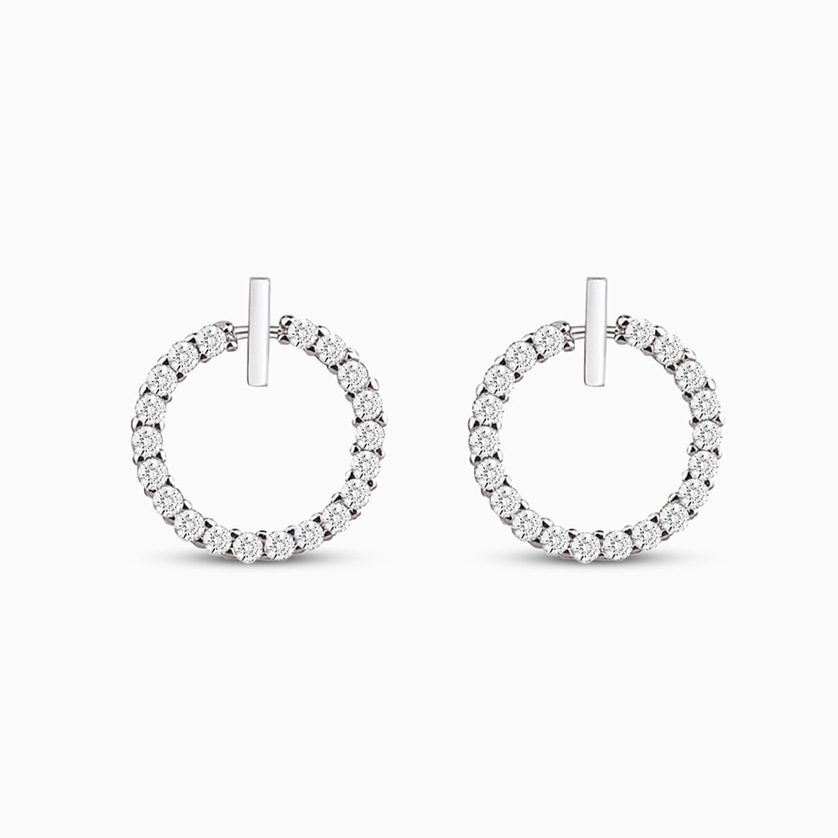 Crystal Round Hoop Earrings in Sterling Shine - Joyería > Pendientes > Pendientes pequeños