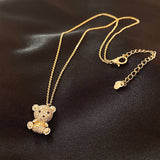 Crystal Teddy Bear Pendant Necklace - Necklaces