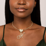 Custom Initial Heart Pendant Necklace - Necklaces