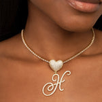 Custom Initial Heart Pendant Necklace - Necklaces