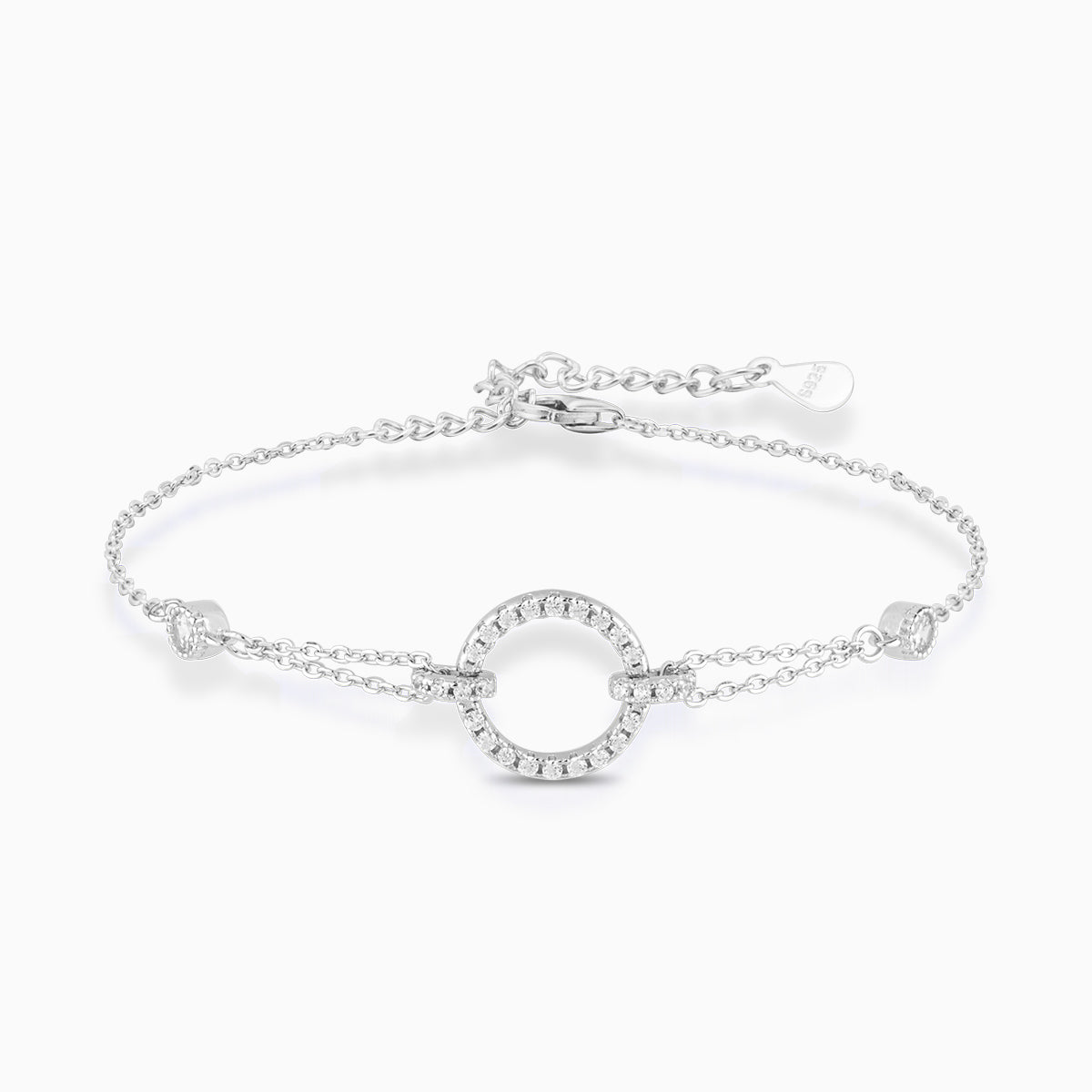 Delicate Silver Circle Link Crystal Bracelet - Bracelets