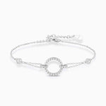 Delicate Silver Circle Link Crystal Bracelet - Bracelets