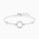 Delicate Silver Circle Link Crystal Bracelet - Bracelets