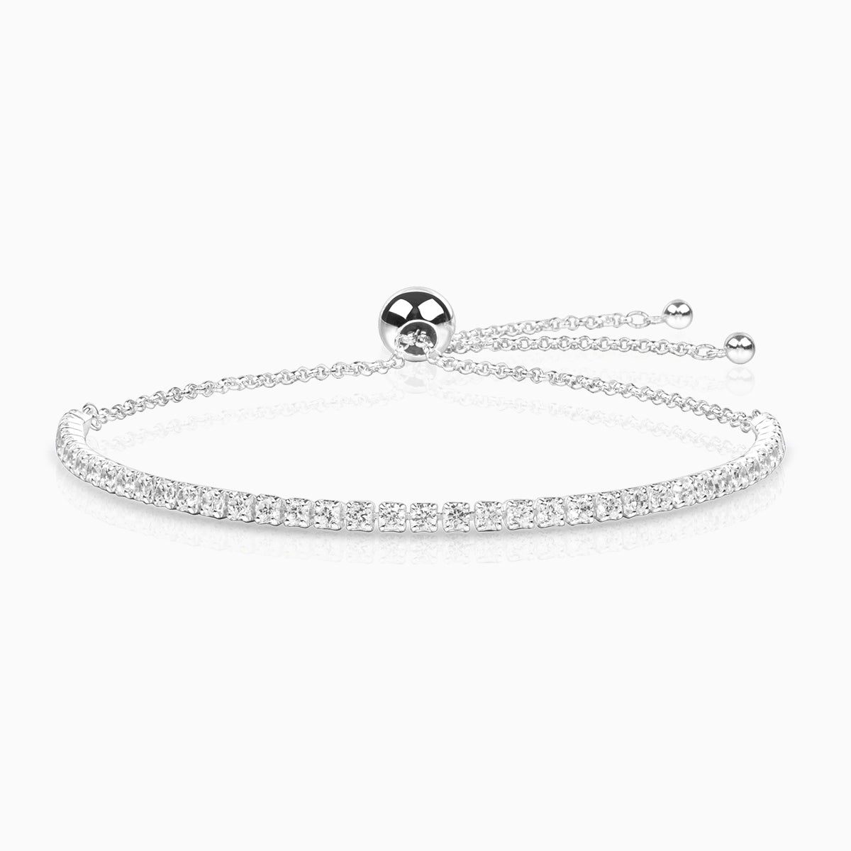 Elegant Adjustable Silver Tennis Bracelet - Bracelets