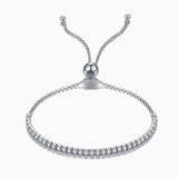 Elegant Adjustable Silver Tennis Bracelet - Bracelets