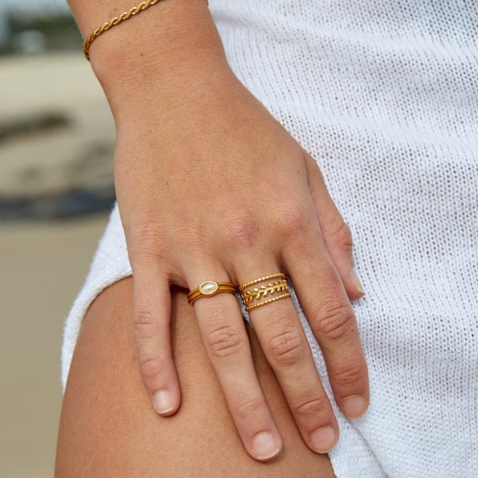 Elegant Gold Leaf Adjustable Ring - Ring