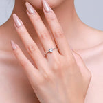 Elegant Heart - Cut Solitaire Silver Ring - Ring