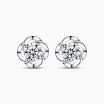 Elegant Twisted Halo Stud Earrings with Brilliant Center Stone - Earrings