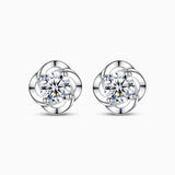 Elegant Twisted Halo Stud Earrings with Brilliant Center Stone - Earrings