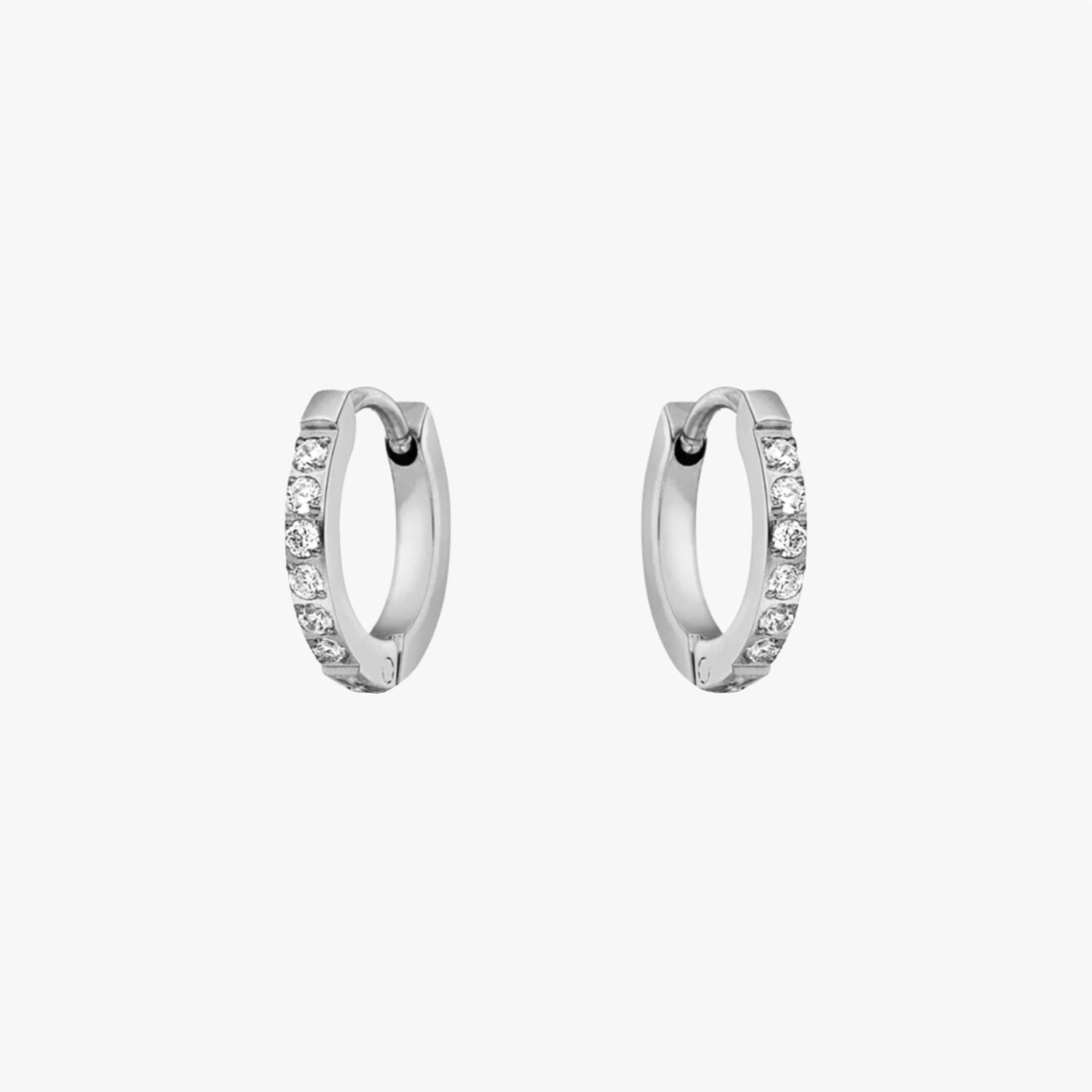 Elegant Zircon Pavé Hoop Earrings - Earrings