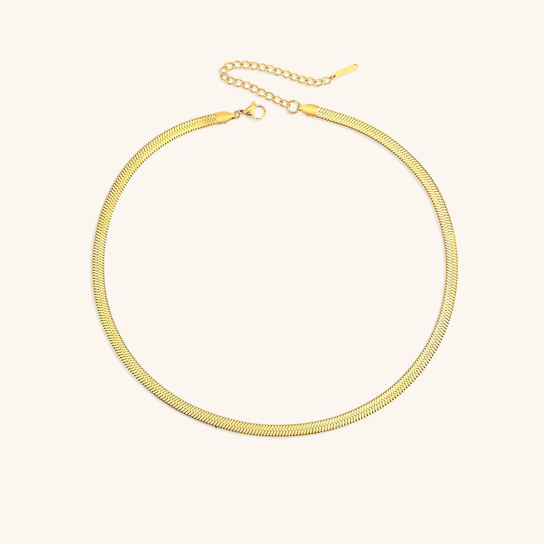 Elizabeth Herringbone Chain Necklace - Chain Necklaces