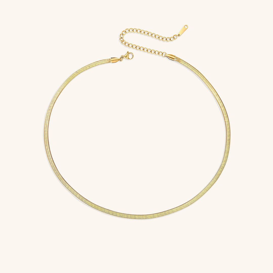 Elizabeth Herringbone Chain Necklace - Chain Necklaces