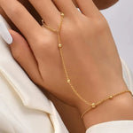 Evelyne Fine Gold Bead Hand Chain Bracelet - Chain & Link Bracelets