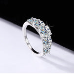 Five - Stone Sparkling Crystal Silver Ring - Ring