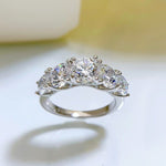 Five - Stone Sparkling Crystal Silver Ring - Ring