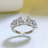 Five - Stone Sparkling Crystal Silver Ring - Ring