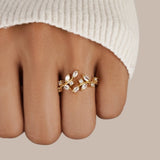 Flora Crystal Leaf Ring - Ring