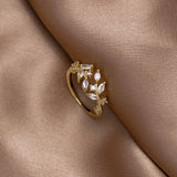 Flora Crystal Leaf Ring - Ring