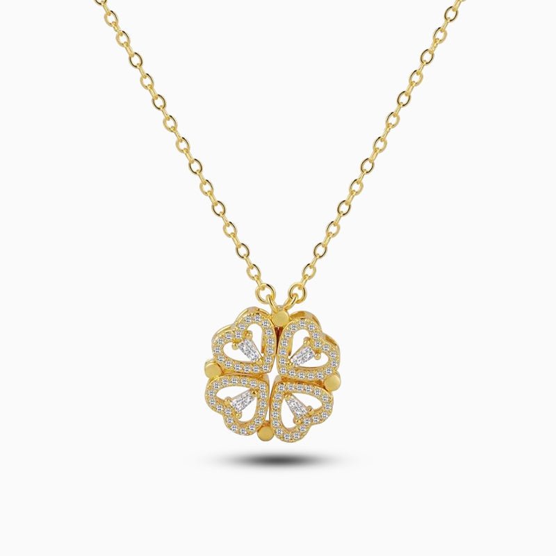Four - Leaf Heart Clover Pendant Necklace - Joyería