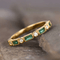Gold Baguette Emerald and Diamond Stacking Band - Ring