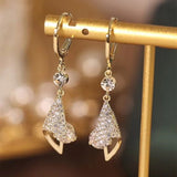 Gold Crystal Teardrop Hoop Earrings - Earrings