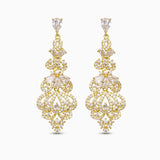 Gold Filigree Crystal Drop Earrings - Earrings