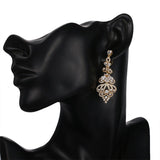Gold Filigree Crystal Drop Earrings - Earrings