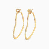 Gold Heart Hoop Earrings with Crystals - Earrings