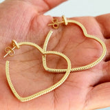 Gold Heart Hoop Earrings with Crystals - Earrings