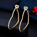 Gold Heart Hoop Earrings with Crystals - Earrings