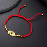 Gold Mother & Child Silhouette Bracelet – Adjustable Black Cord - Moederdag armbanden