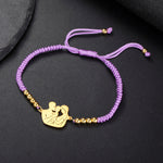 Gold Mother & Child Silhouette Bracelet – Adjustable Black Cord - Moederdag armbanden