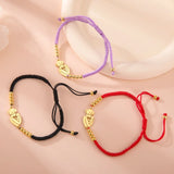 Gold Mother & Child Silhouette Bracelet – Adjustable Black Cord - Moederdag armbanden