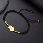 Gold Mother & Child Silhouette Bracelet – Adjustable Black Cord - Moederdag armbanden