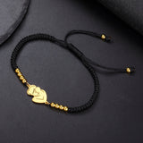 Gold Mother & Child Silhouette Bracelet – Adjustable Black Cord - Moederdag armbanden