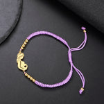 Gold Mother & Child Silhouette Bracelet – Adjustable Black Cord - Moederdag armbanden