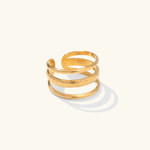 Gold Triple - Layer Adjustable Ring - Ring