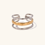 Gold Triple - Layer Adjustable Ring - Ring