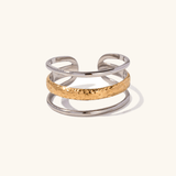 Gold Triple - Layer Adjustable Ring - Ring