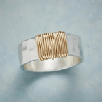Hammered Silver Ring with Gold Wire Wrap - Ring