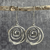 Handcrafted Spiral Drop Earrings in Oxidized Silver - Earrings