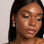 Heart Drop Statement Earrings with Pavé Studs - Earrings