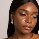 Heart Drop Statement Earrings with Pavé Studs - Earrings