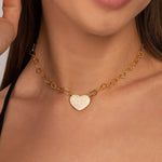 Heart Link Pavé Pendant Choker - Necklaces