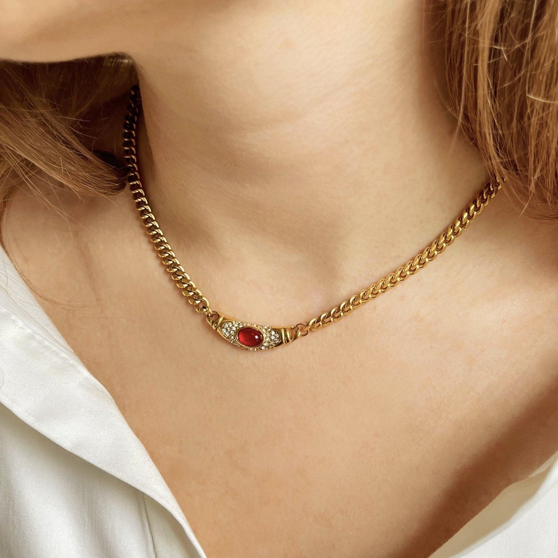 Isabella Vintage Gemstone Pendant Necklace - Pendant Necklaces