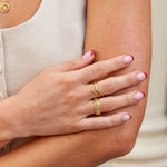 Layered Chevron Gold Adjustable Ring - Ring