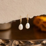 Luminous Baroque Pearl Hoop Earrings - Earrings