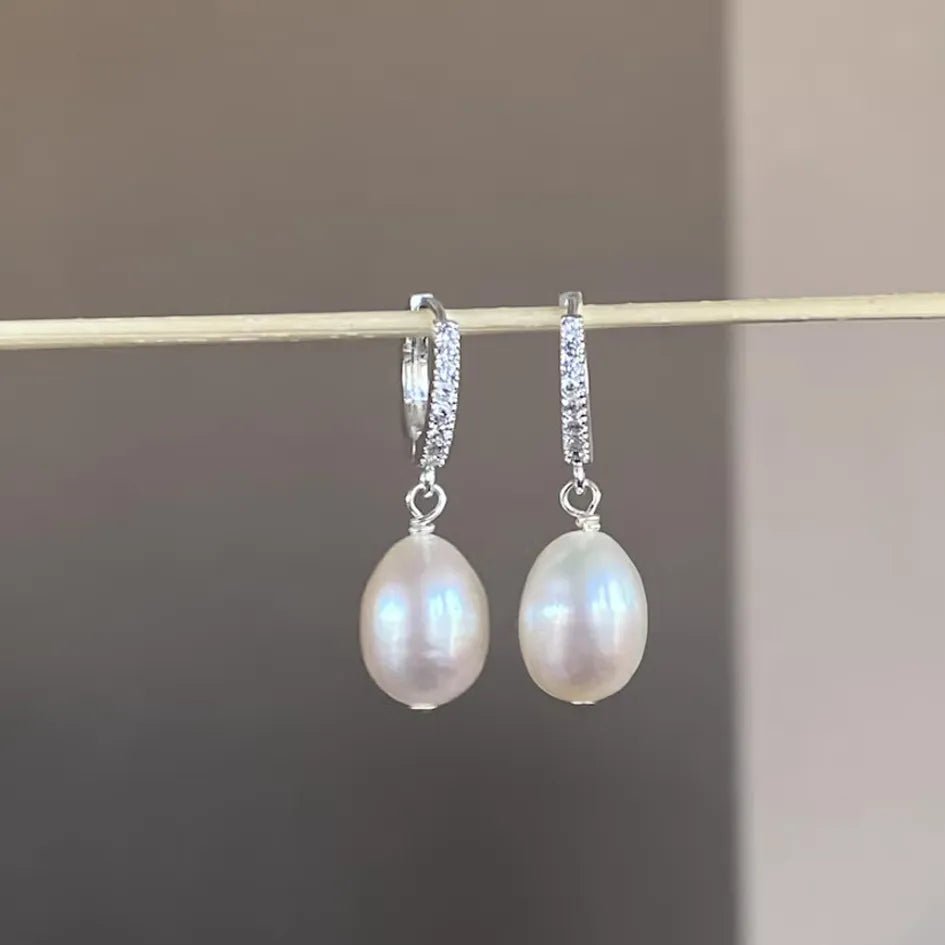 Luminous Baroque Pearl Hoop Earrings - Earrings