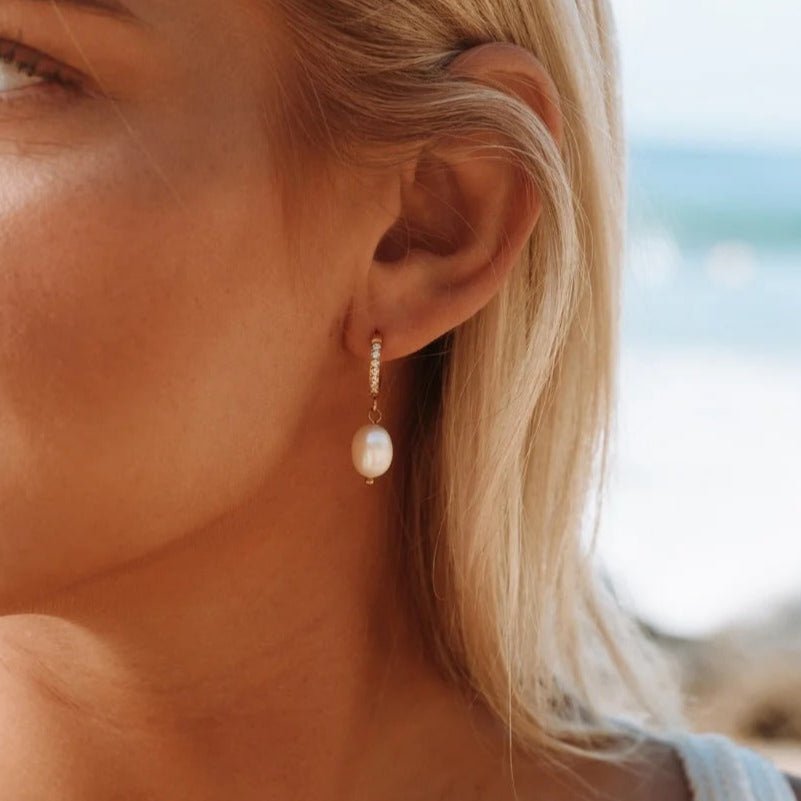 Luminous Baroque Pearl Hoop Earrings - Earrings